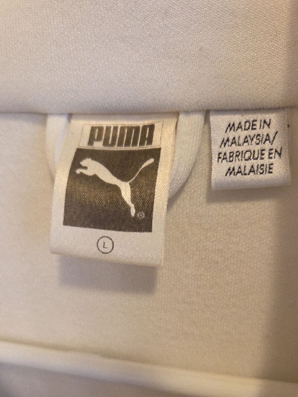 VINTAGE 70s Puma White Track Jacket with Light Blue Accents and Navy Pinstripes - Picture 5 of 8